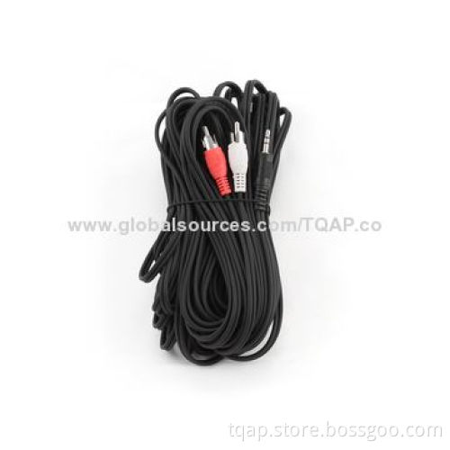 3.5mm stereo to RCA plug cable, 15m